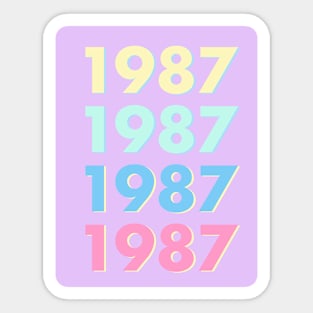 1987 Pastel Typography - Personalized Year Retro Nostalgic Art Print Sticker